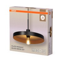 Pendelleuchte Schwarz Stahl Beige E27 rund Ø40 cm...