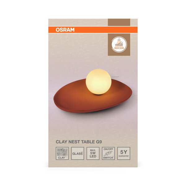 Tischleuchte Ton Glaskugel G9 Weiß H:13,5 cm OSRAM