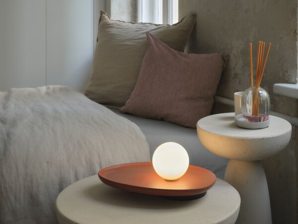 Tischleuchte Ton Glaskugel G9 Weiß H:13,5 cm OSRAM
