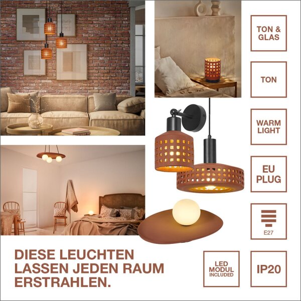 Tischleuchte Ton Glaskugel G9 Weiß H:13,5 cm OSRAM