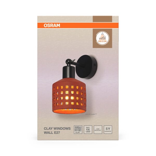 Wandleuchte flexibel Ton Braun E27 H:23,2 cm OSRAM
