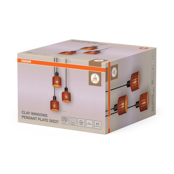 Pendelleuchte 3-flammig Ton E27 L:32,5 cm OSRAM