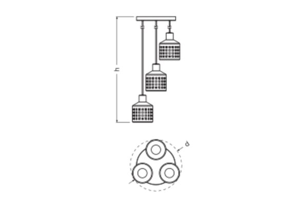 Pendelleuchte 3-flammig Ton E27 L:32,5 cm OSRAM