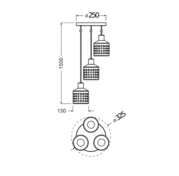 Pendelleuchte 3-flammig Ton E27 L:32,5 cm OSRAM