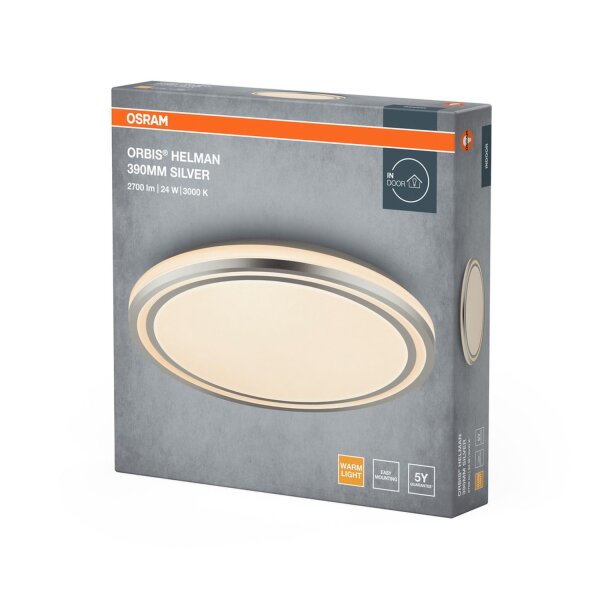 LED Deckenleuchte Silber Metall 3000 K Ø39cm rund OSRAM