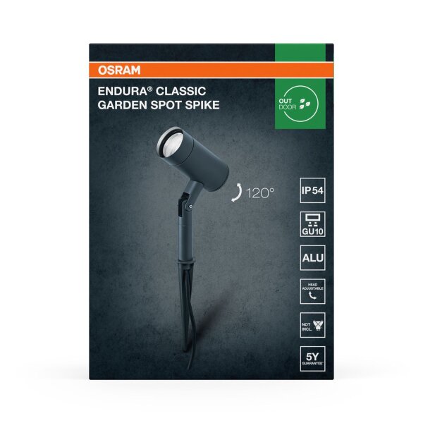 Erdspießstrahler verstellbar Alu IP54 H:41,5 cm OSRAM