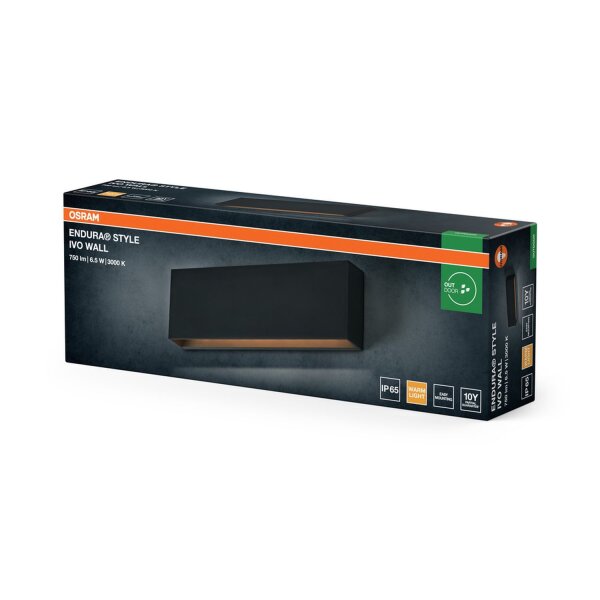 LED Wandleuchte Metall 3000 K IP65 B:24 cm OSRAM