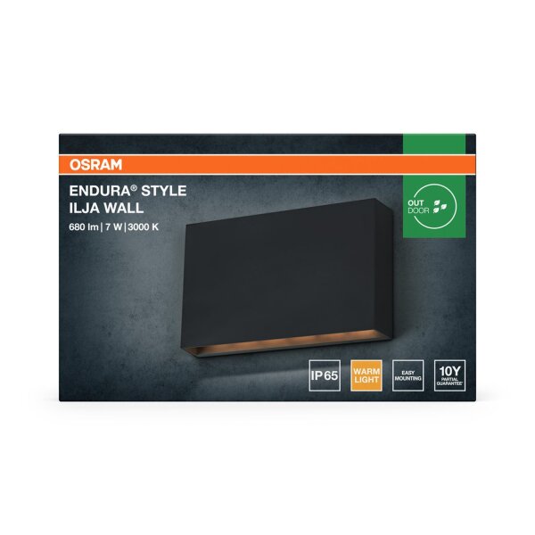 LED Wandleuchte Metall 3000 K IP65 B:20 cm OSRAM