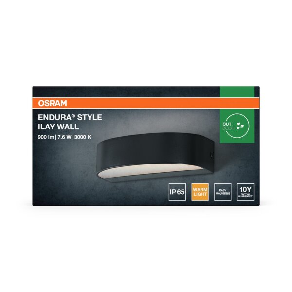 LED Wandleuchte Metall 3000 K IP65 B:17,2 cm OSRAM