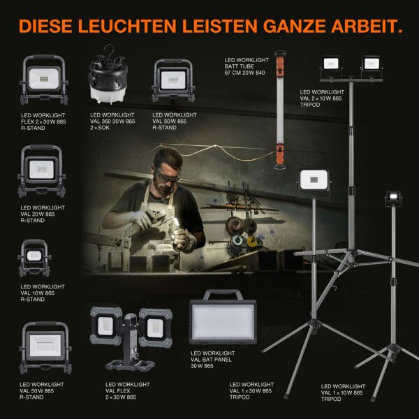 LED Spot Aluminium 6500K IP54 H:31cm Steckdosen OSRAM