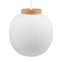 Pendelleuchte Holz Glas E27 Ø31 cm rund blendarm...