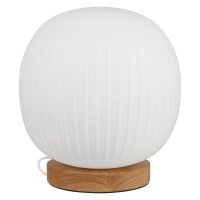 Tischleuchte Weiß Holz Glas E27 33,5 cm wohnlich OSRAM