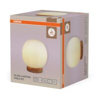 Tischleuchte Weiß Holz Glas E27 33,5 cm wohnlich OSRAM