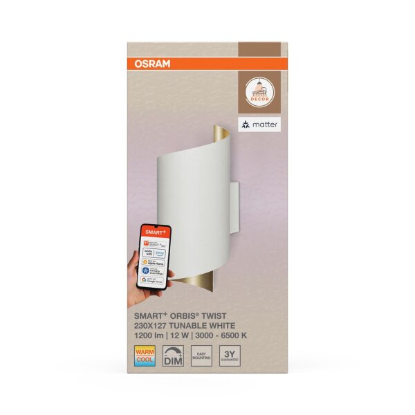 LED Wandlampe dimmbar Smart+ TW Weiß Alu H:23cm OSRAM