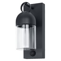 Wandleuchte Sensor Dunkelgrau Alu Glas IP65 E27 OSRAM