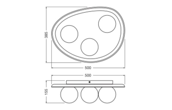 Deckenleuchte 3-flammig Beton Glas blendarm G9 OSRAM