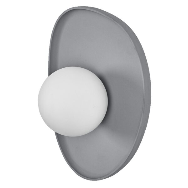 Wandleuchte Beton Glas Kugel G9 Weiß H:26 cm Grau OSRAM