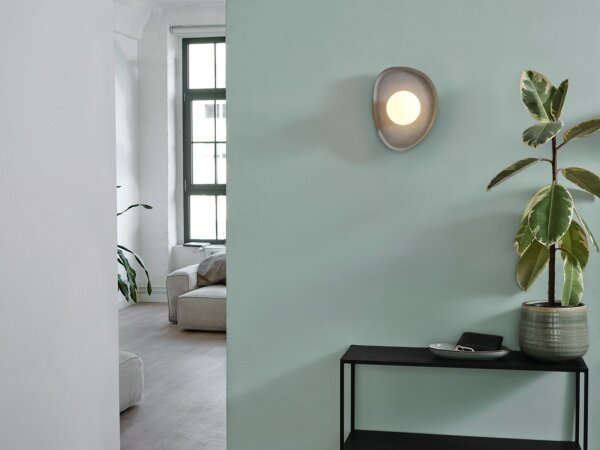 Wandleuchte Beton Glas Kugel G9 Weiß H:26 cm Grau OSRAM
