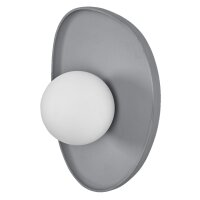 Wandleuchte Beton Glas Kugel G9 Weiß H:26 cm Grau...