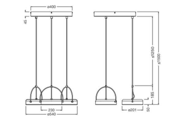 LED Hängelampe verstellbar 3000 K Ø54 cm OSRAM
