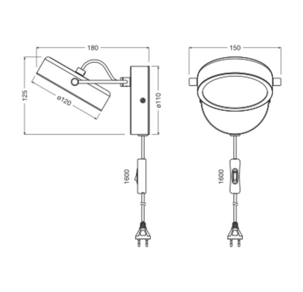 LED Wandlampe schwenkbar Stahl 3000 K B:15 cm OSRAM