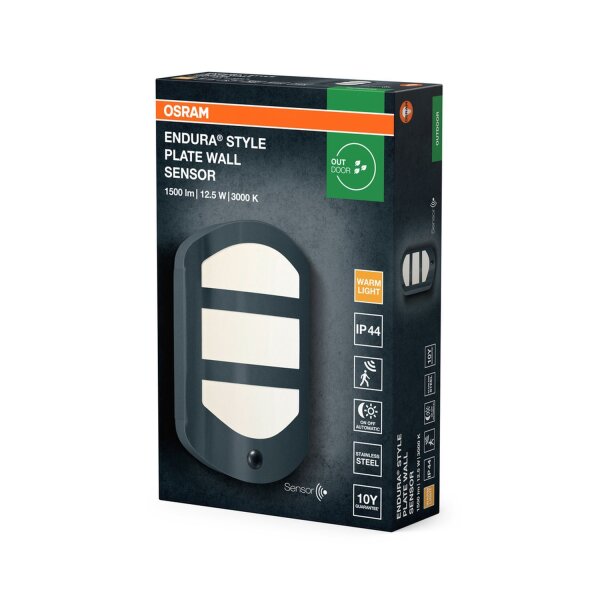 LED Wandleuchte Sensor Dunkelgrau 3000 K IP44 OSRAM