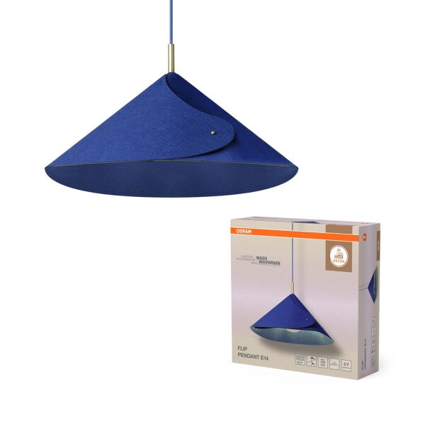 Pendelleuchte verstellbar Blau Filz E14 Ø50 cm OSRAM