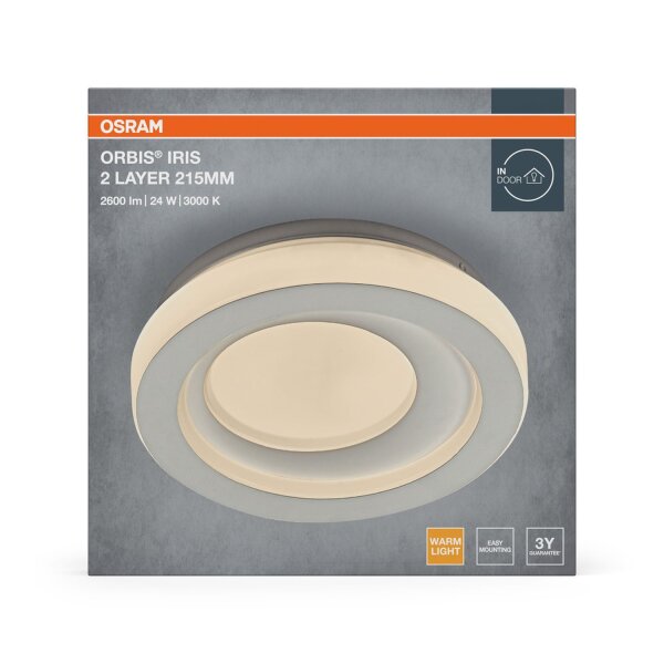 LED Deckenlampe Weiß Metall 3000K Ø21,5cm rund OSRAM