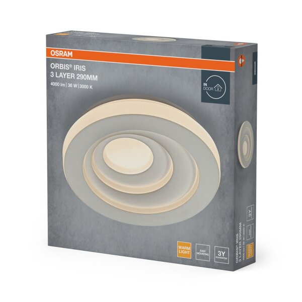 LED Deckenleuchte Weiß Metall 3000K rund Ø29cm OSRAM