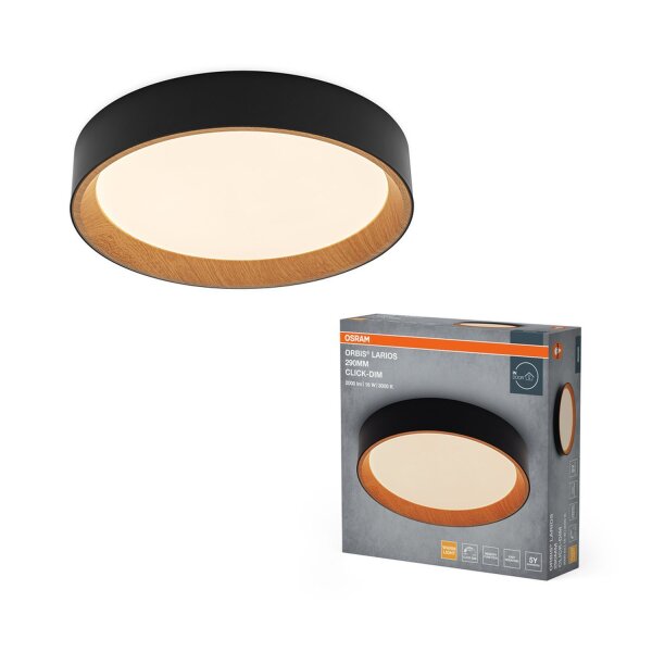 LED Deckenlampe Click-DIM Schwarz Metall 3000K OSRAM