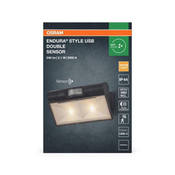 LED Akku Wandpot Sensor schwenkbar 3000K IP44 OSRAM