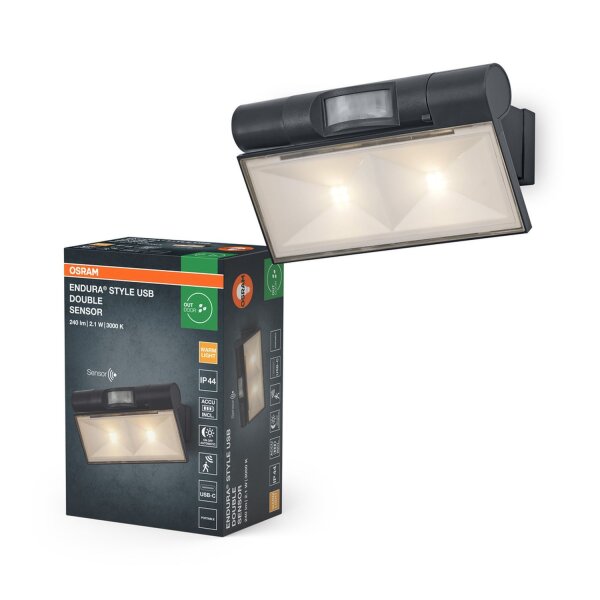 LED Akku Wandpot Sensor schwenkbar 3000K IP44 OSRAM