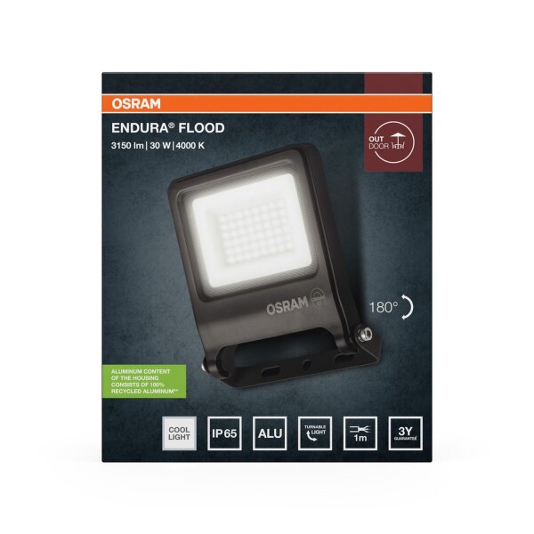 LED Außenstrahler Dunkelgrau Glas Alu 4000K IP65 OSRAM
