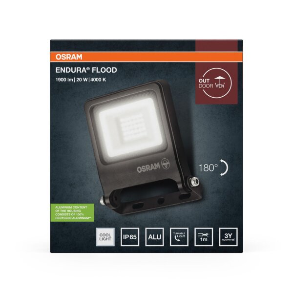 LED Außenstrahler Dunkelgrau Glas 4000 K IP65 OSRAM