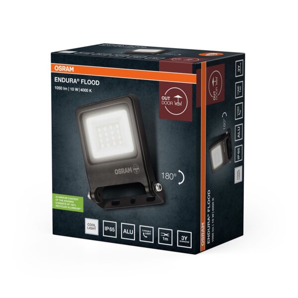 LED Außenstrahler 4000K Dunkelgrau Glas Alu IP65 OSRAM