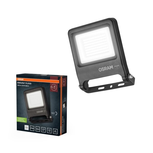 LED Außenstrahler Alu Glas 4000K IP65 B:17,2cm OSRAM