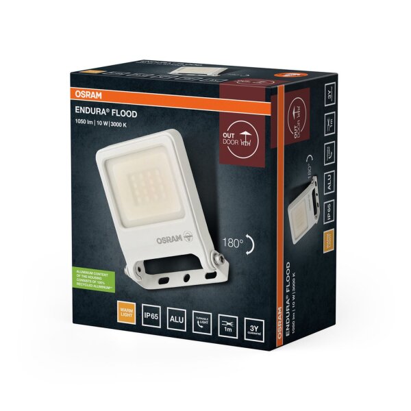 LED Außenstrahler Weiß Alu Glas 3000 K IP65 B:10,8 cm