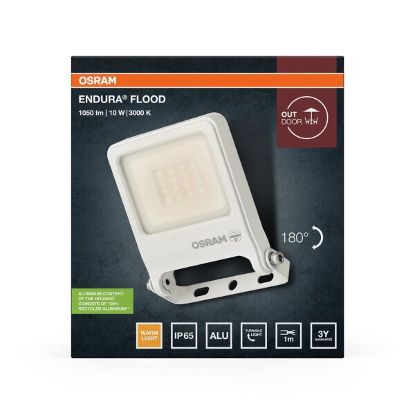 LED Außenstrahler Weiß Alu Glas 3000 K IP65 B:10,8 cm