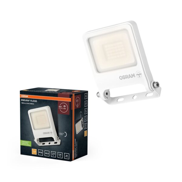 LED Außenstrahler Weiß Alu Glas 3000K IP65 B:10cm OSRAM
