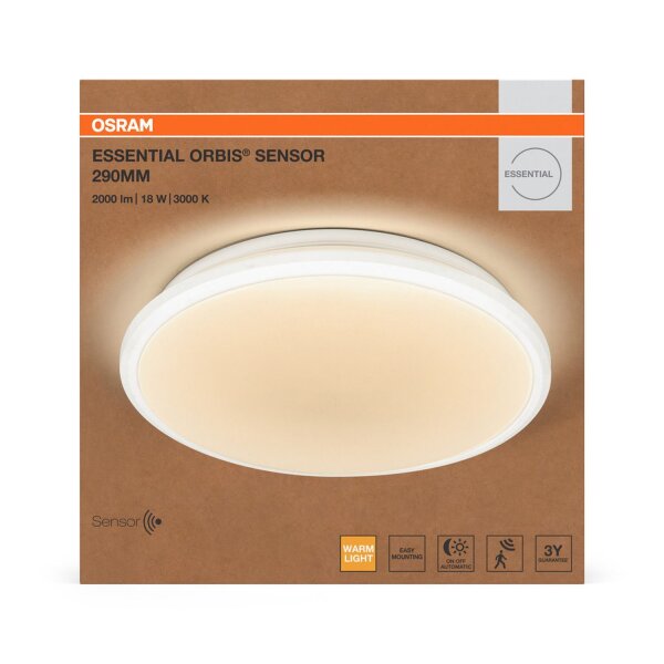 LED Deckenleuchte Sensor Metall Weiß 3000K B:29cm OSRAM