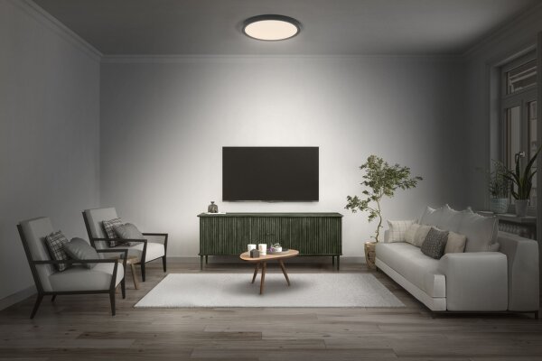 LED Deckenleuchte Schwarz Metall 3000K B:40cm OSRAM