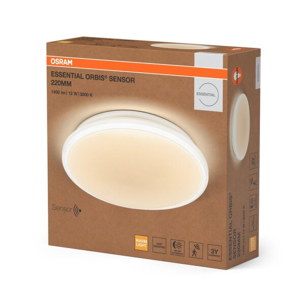 LED Deckenleuchte Sensor Weiß Metall 3000K B:23cm OSRAM