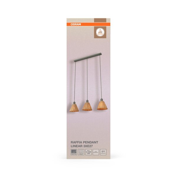 Pendelleuchte Grün Bast E27 L:84,5 cm modern OSRAM