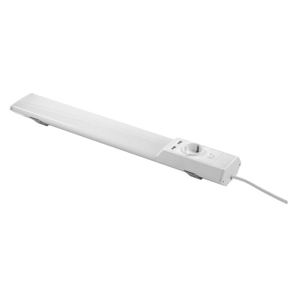 LED Unterbauleuchte Weiß Alu 4000 K 54 cm Steckdose USB