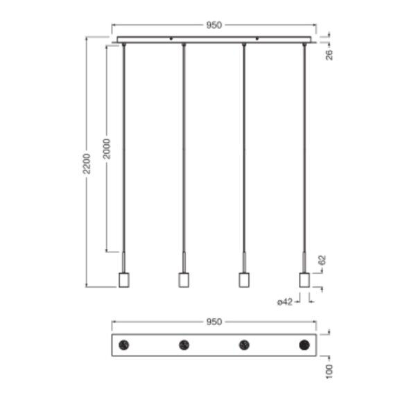 Pendelleuchte Beige Stahl E27 L:95 cm modern OSRAM