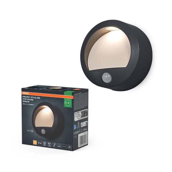 LED Akku Wandleuchte Sensor Metall 3000 K IP44 OSRAM