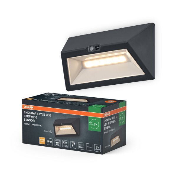 LED Akku Wandleuchte Metall Sensor 3000 K IP44 OSRAM