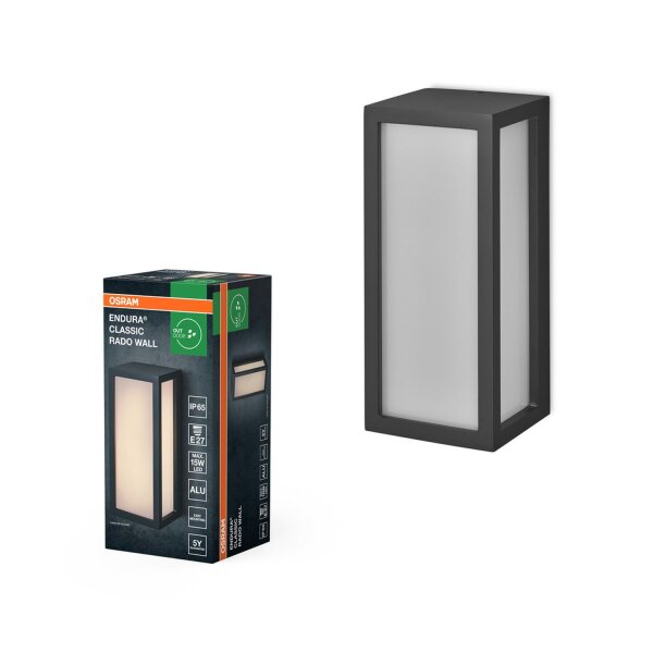 Wandlampe Dunkelgrau Alu IP65 E27 H:11 cm OSRAM
