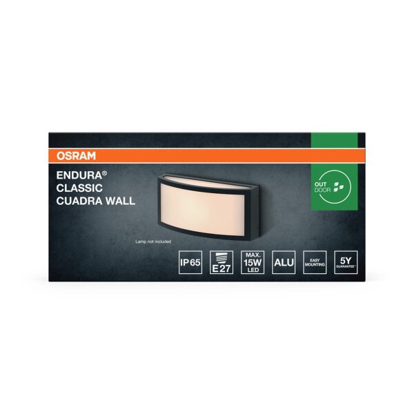 Wandleuchte Dunkelgrau Alu IP65 E27 B:26 cm OSRAM