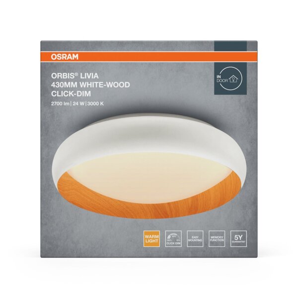 LED Deckenlampe Click-DIM Weiß Metall 3000K Ø43cm OSRAM